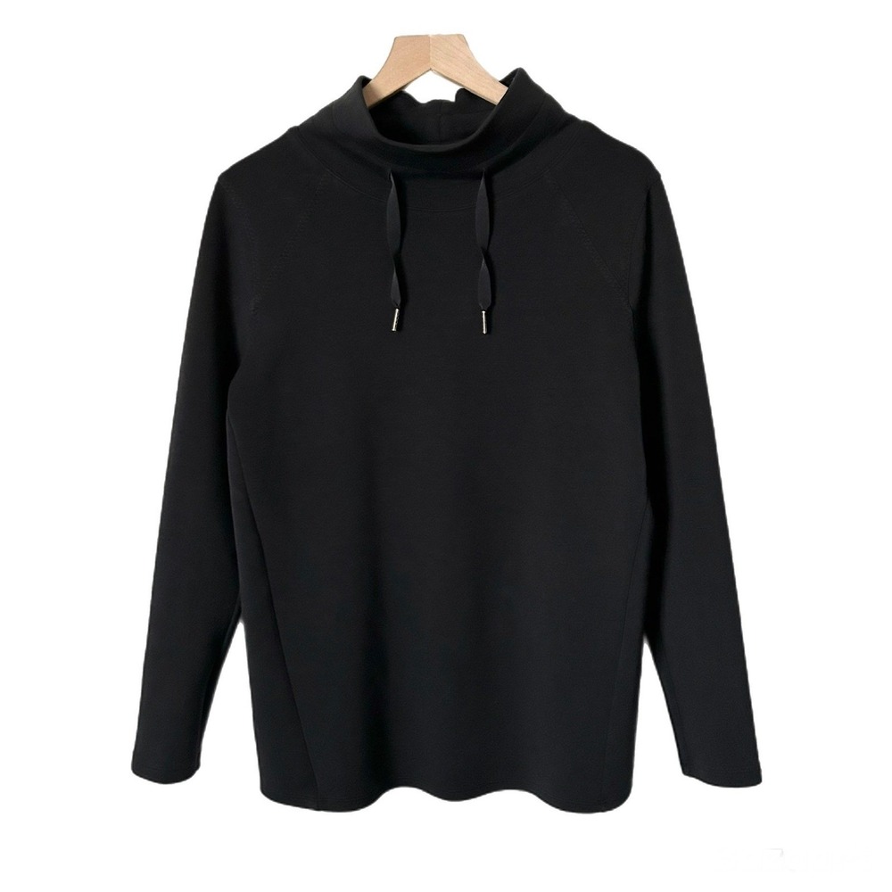 Spanx AirEssentials Got-Ya-Covered Funnel Mock Neck Pullover Sweatshirt Black M